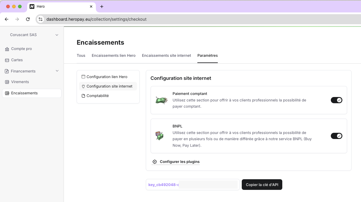 Schermata della dashboard Hero