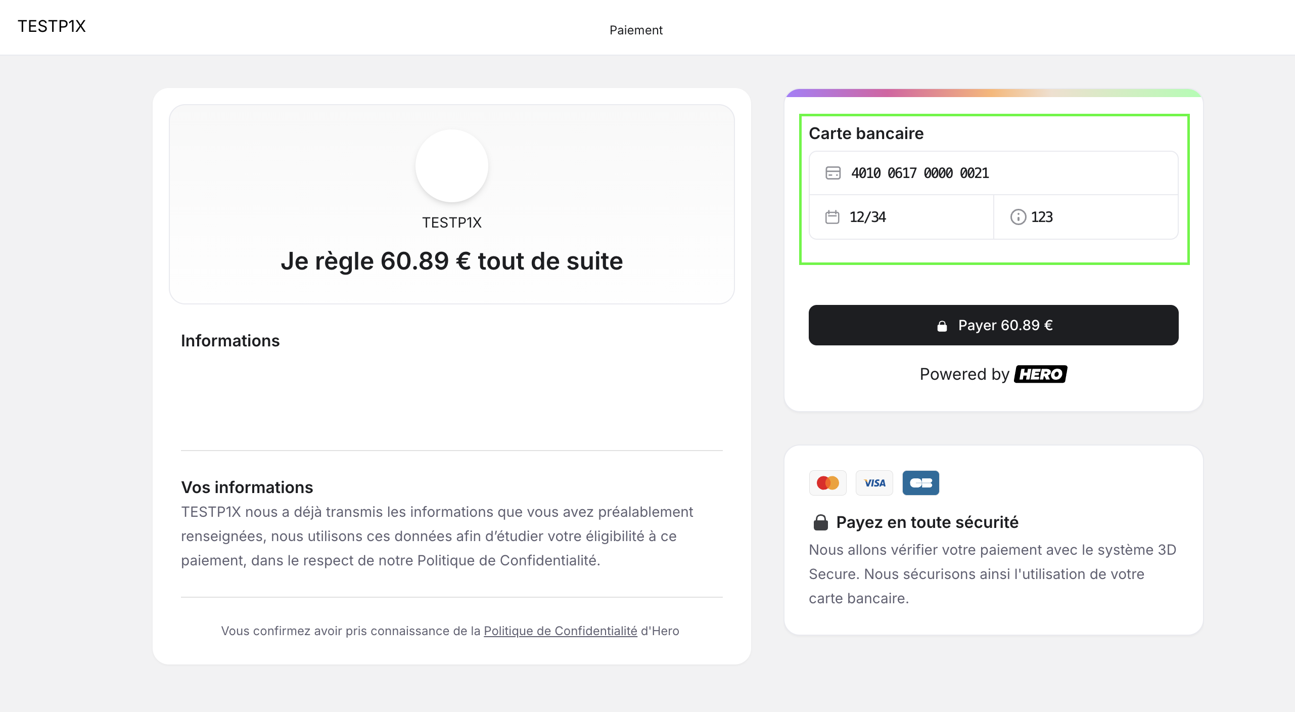 Inserimento dati carta