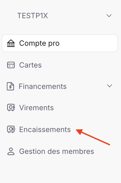 Menu Encaissements
